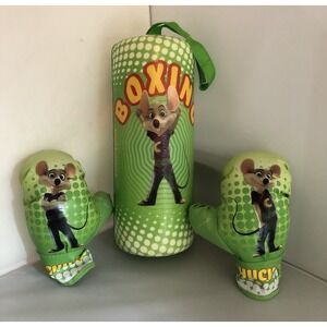 CHUCK E. CHEESE Kids Boxing 13" Tight Foam PUNCHING HANG BAG & BOXING GLOVES Set